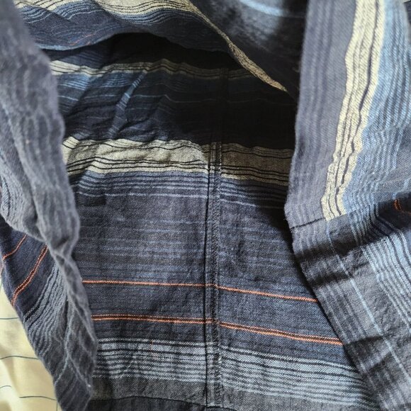 Old Navy Linen Blend Dress Women size Large Pinstripe Shirt Short Lagenlook - Picture 11 of 16